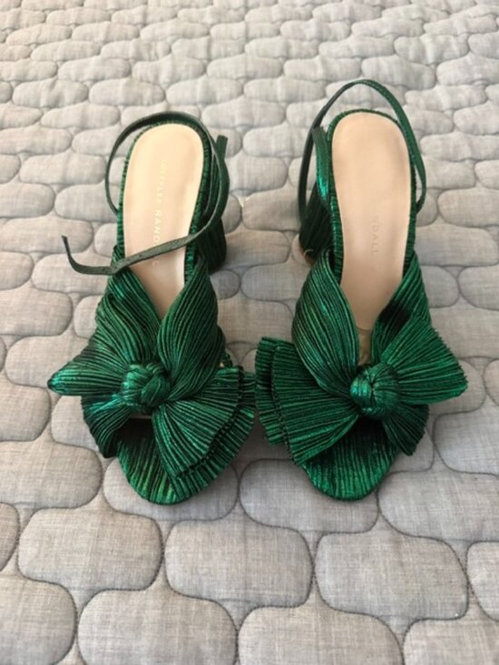 Loeffler Randall Shoes - Loeffler Randall Emerald Green Camellia Bow Sandal Heels